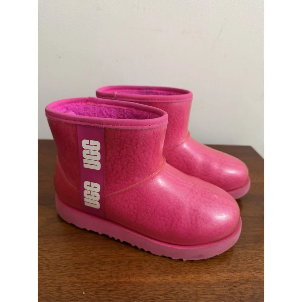 UGG Girls Pink Classic Clear Ultra Mini Boots Girls Kids Size 2